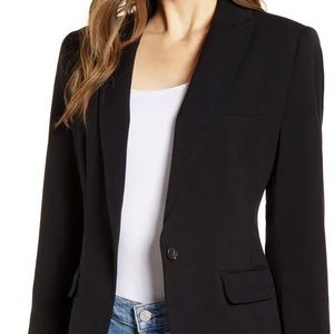 Black blazer fully lined, short, preppy, fitted